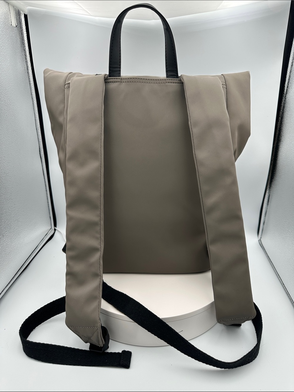 Roots Roll-Top Backpack in Taupe with Buckles - Picture 5 of 8
